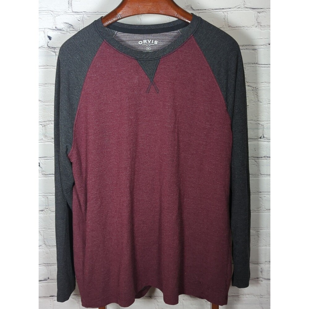 Orvis Classic Collection Mens Long Sleeve  T-Shirt  SIZE XL RED BLACK